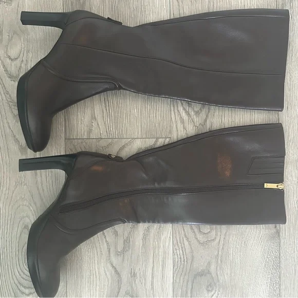 Aquatalia Tall Dark Brown Heeled Boots - Picture 3 of 3